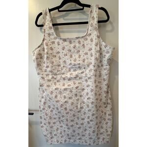 No Boundaries Womens XXXL Denim White Tank Dress Plus Size Floral Spring
